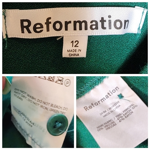 Reformation Gavin Emerald Green Dress Open Back Cap Sleeve Slit Midi Size 12 - Picture 3 of 16